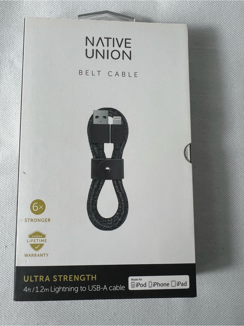 Native Union Black Belt Cable Lightning to USB-A – Black 4 feet